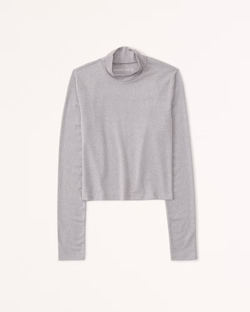 Women's Long-Sleeve Sparkle Mockneck Top | Women's Tops | Abercrombie.com | Abercrombie & Fitch (US)