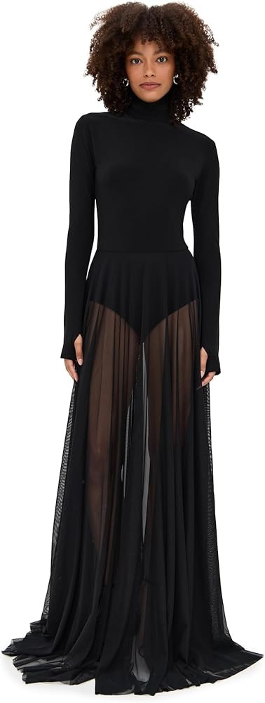 Norma Kamali Women's Long Sleeve Turtleneck Flared Gown | Amazon (US)