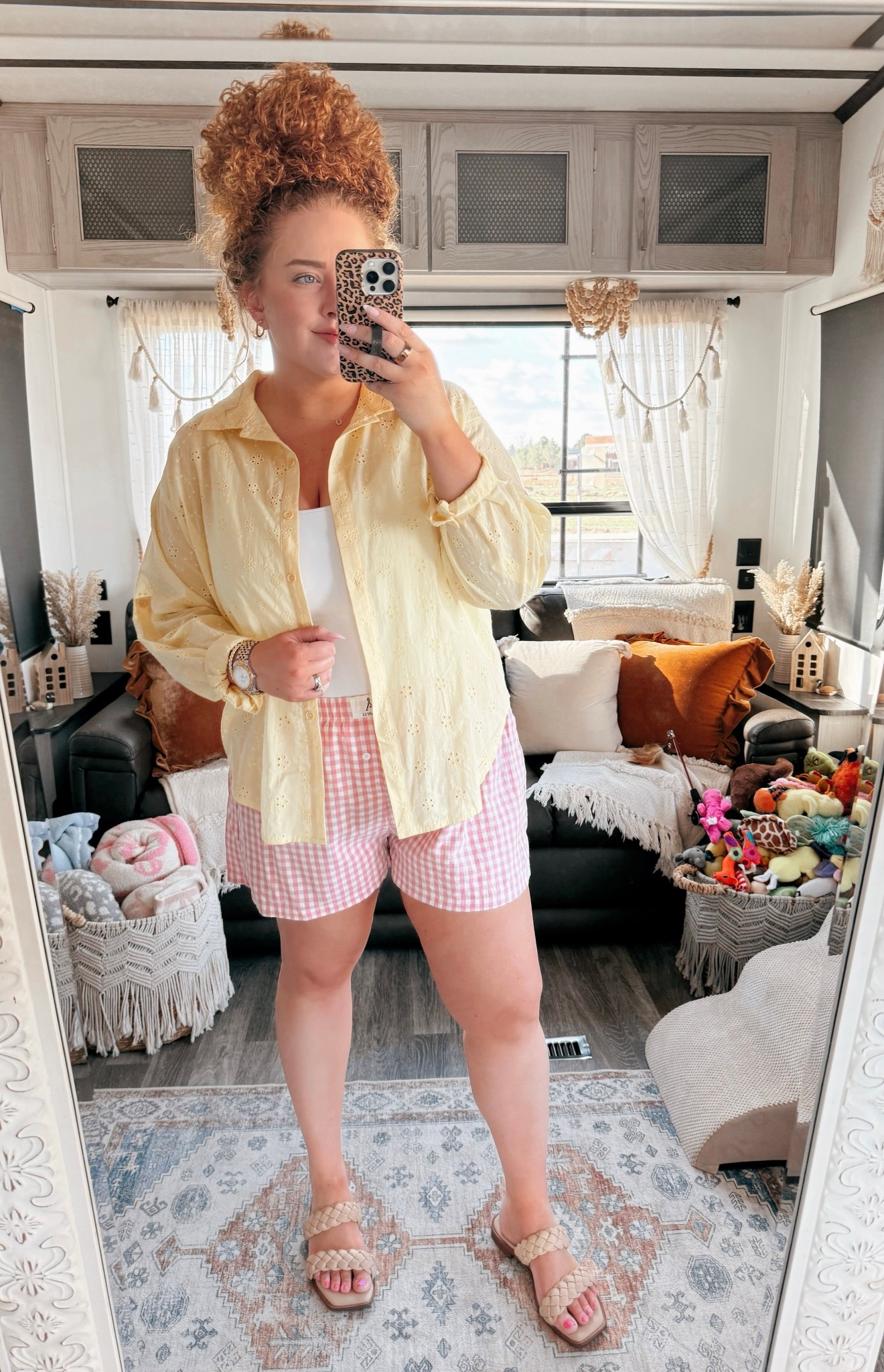Easy spring outfits are my favorite lately ☀️ Sharing a comfy casual look that’s perfect for slow mornings, brunch dates, and wandering the farmers market. 🧺Linking this laid back spring outfit here on my LTK 🌼 spring outfit | spring fashion | casual spring outfit | everyday spring outfit | spring brunch outfit | brunch outfit | farmers market outfit | weekend outfit | casual weekend style | spring casual style | amazon spring outfit | amazon fashion | amazon outfit | spring layers | lightweight spring outfit | comfy spring outfit | relaxed spring style | spring basics | everyday basics outfit | spring wardrobe | boxer shorts outfit | checkered boxer shorts | yellow button down | white tank top outfit | braided sandals | casual daytime outfit

#LTKTravel #LTKSpringSale #LTKootd