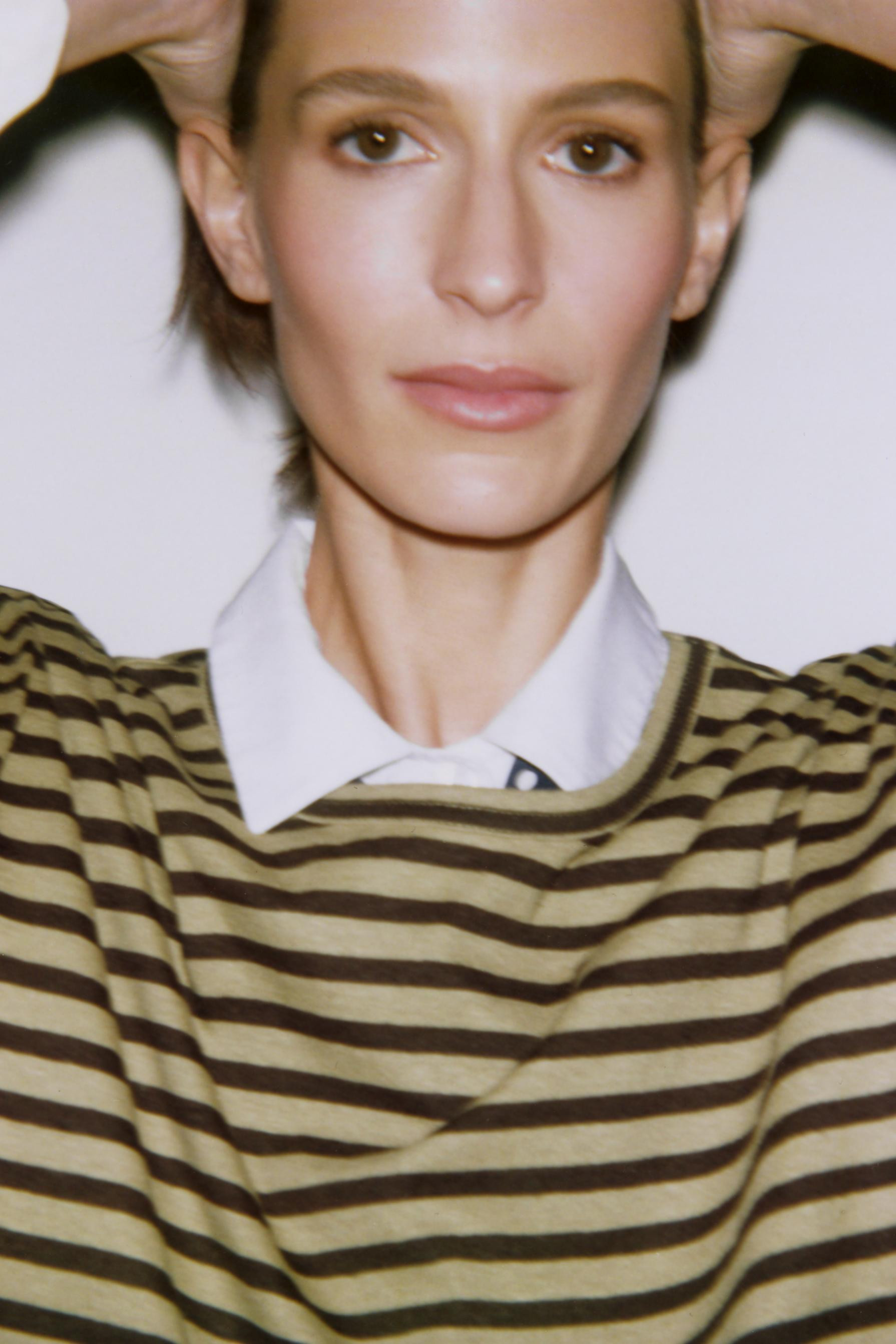 STRIPED COTTON AND LINEN T-SHIRT | Zara US