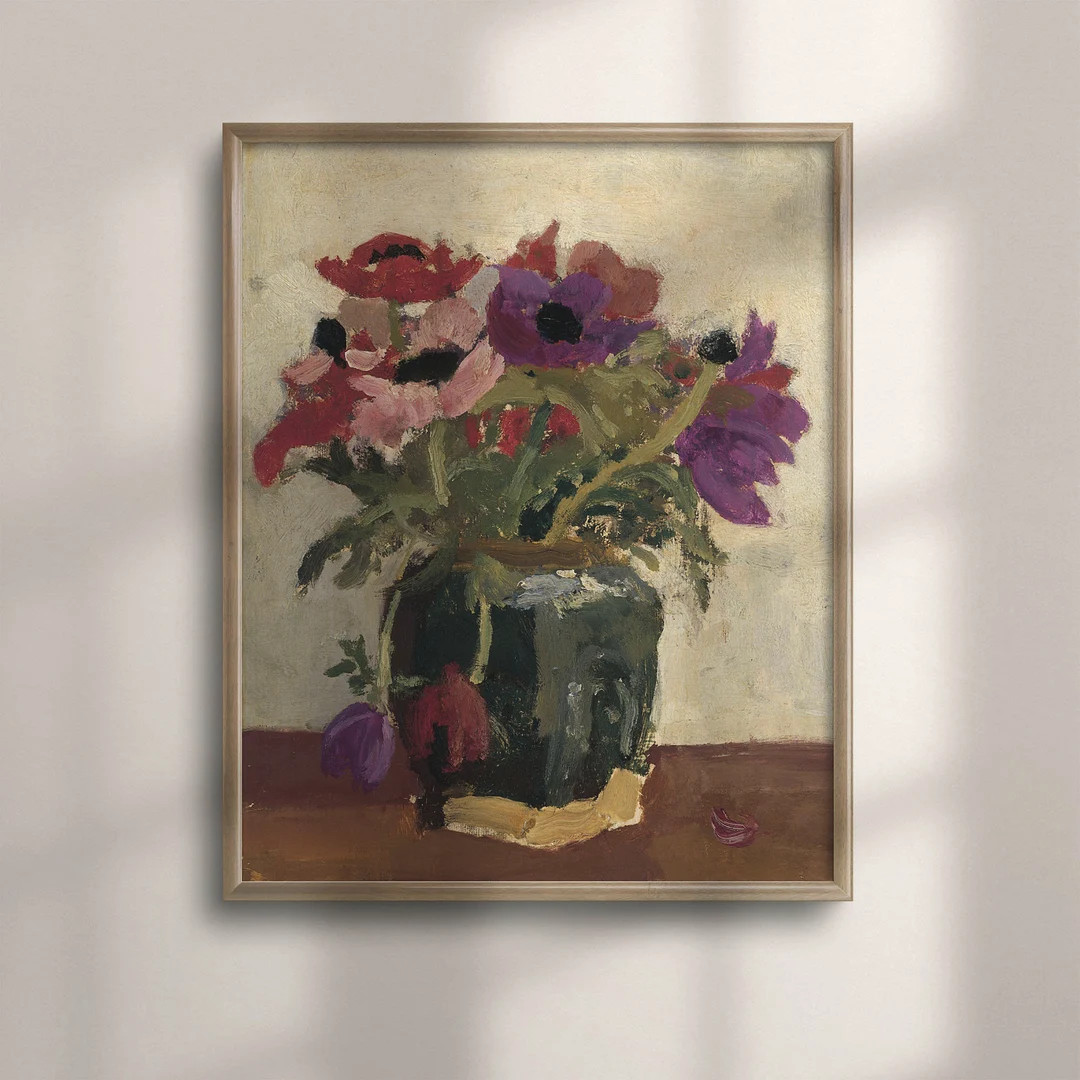 Vintage Floral Oil Painting: Peonies Botanical Print | Etsy (US)