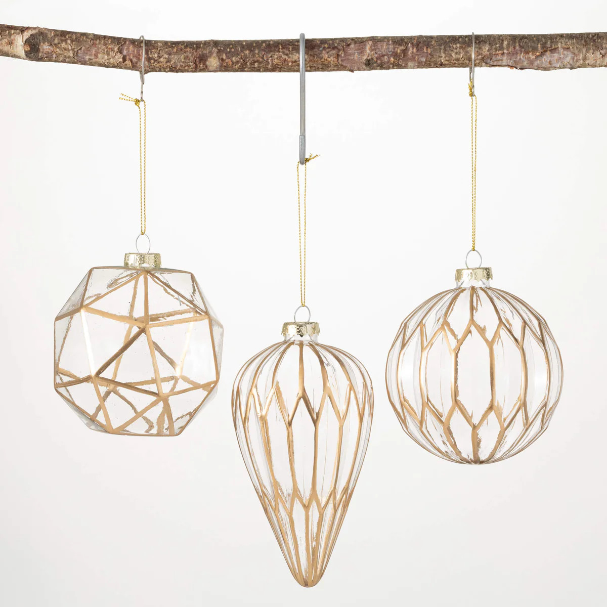 Modern Gold & Glass Ornaments | Sullivans Home Decor