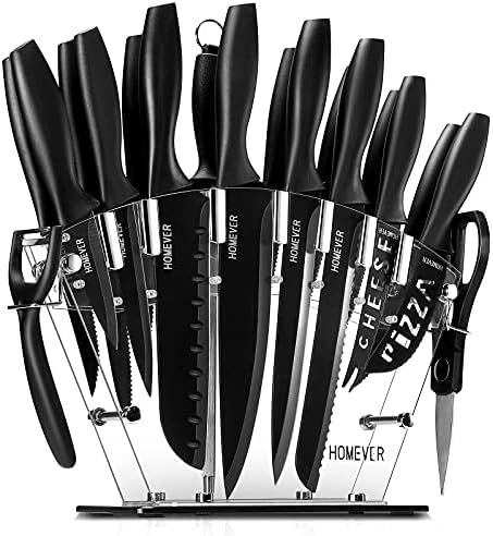 Knife Set, HOMEVER 19 Pieces Kitchen Knife Block Set, Sharp Stainless Steel Chef Knife Set, 6 Pie... | Amazon (US)