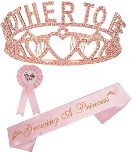 MEANT2TOBE Baby Shower Decoration for Girl, Mom to Be Tiara Crown Pink, Baby Shower for Girl, Growin | Amazon (US)