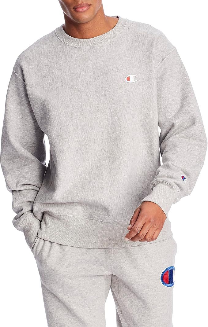 Champion Men's Reverse Weave Sweatshirt, Oxford Gray, Large at Amazon Men’s Clothing store | Amazon (US)