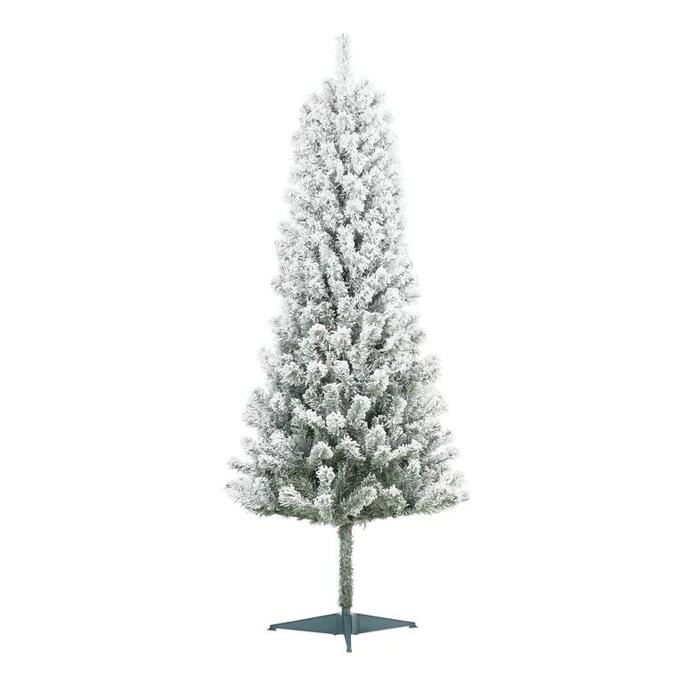 Holiday Time 6ft Un-Lit Snow-Flocked Pine Artificial Christmas Tree | Walmart (US)