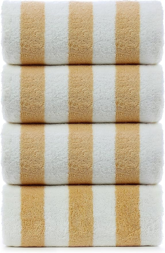 Large Turkish Beach Towel, Pool Towel with Cabana Stripe, Eco Friendly, 100% Turkish Cotton (30x6... | Amazon (US)