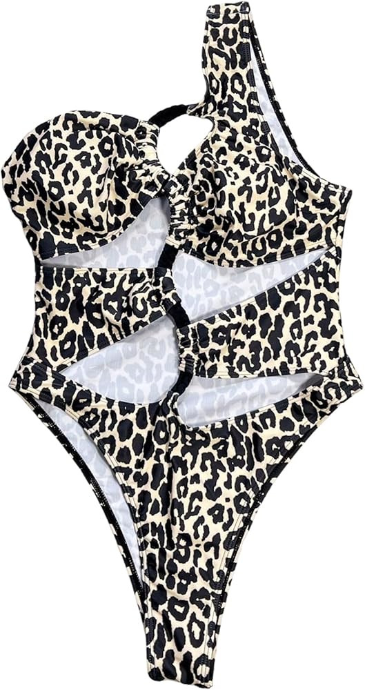 WDIRARA Women's Cut Out One Shoulder Swimsuit Bikini Hollow Out Ruched High Cut One Piece Swimsui... | Amazon (US)