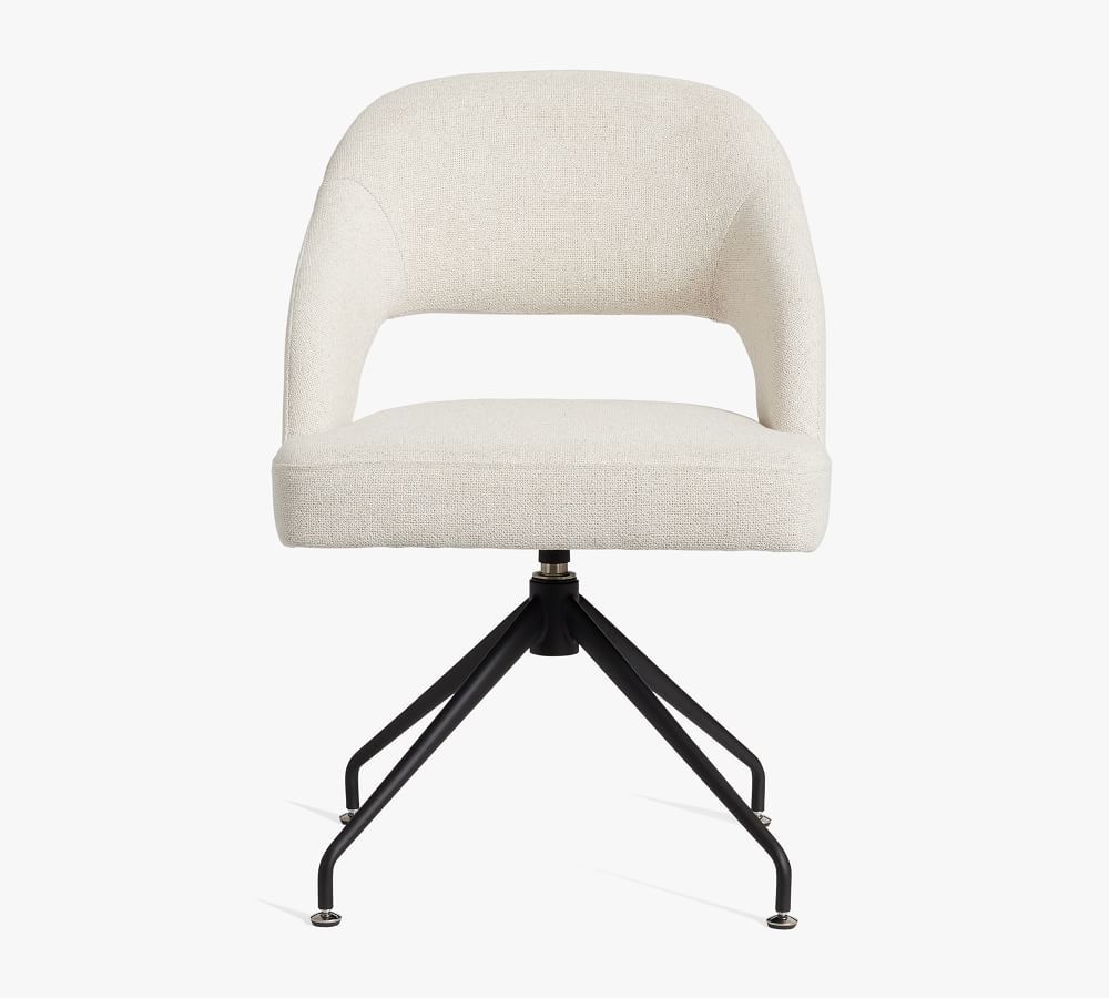 Hartley Stationary Swivel Desk Chair, Performance Boucle Oatmeal, Black Base | Pottery Barn (US)