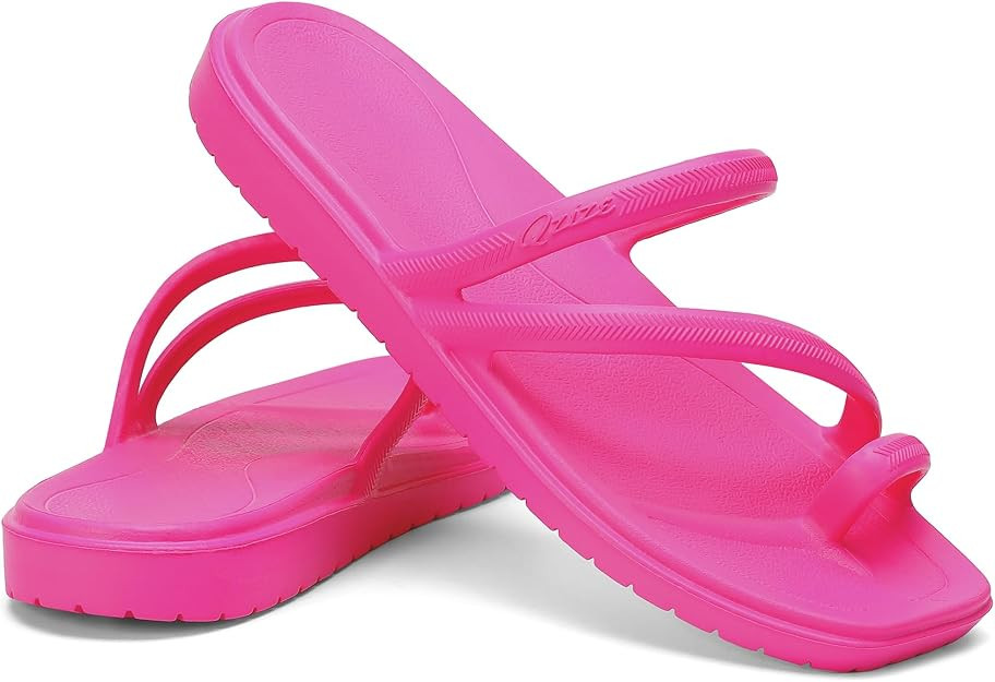 SOSOWHLTE Women’s Square Toe Slides - Arch Support Thong Sandals, Lightweight Slip-Resistant Fl... | Amazon (US)