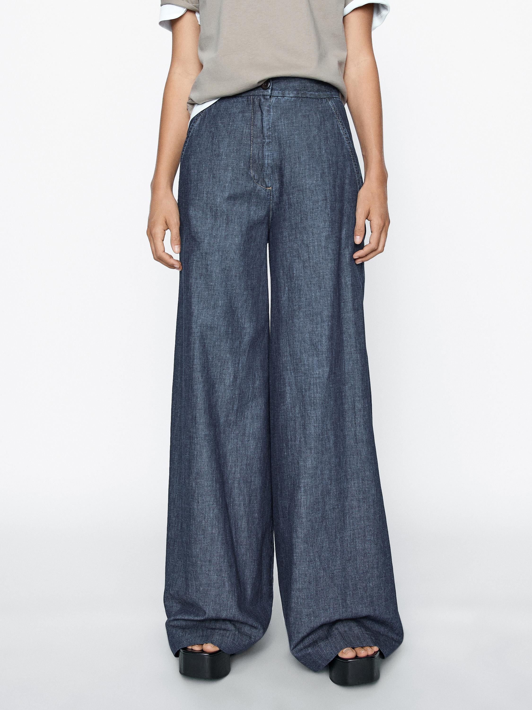 High-waist super wide-leg jeans | Massimo Dutti US