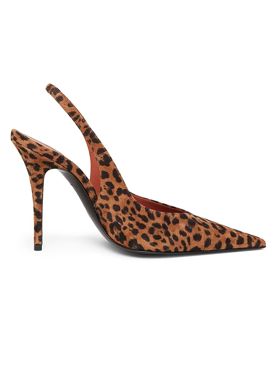 Women's Anok 105MM Leopard-Printed Suede Slingback Pumps - Printed Suede Leopard - Size 12 | Saks Fifth Avenue
