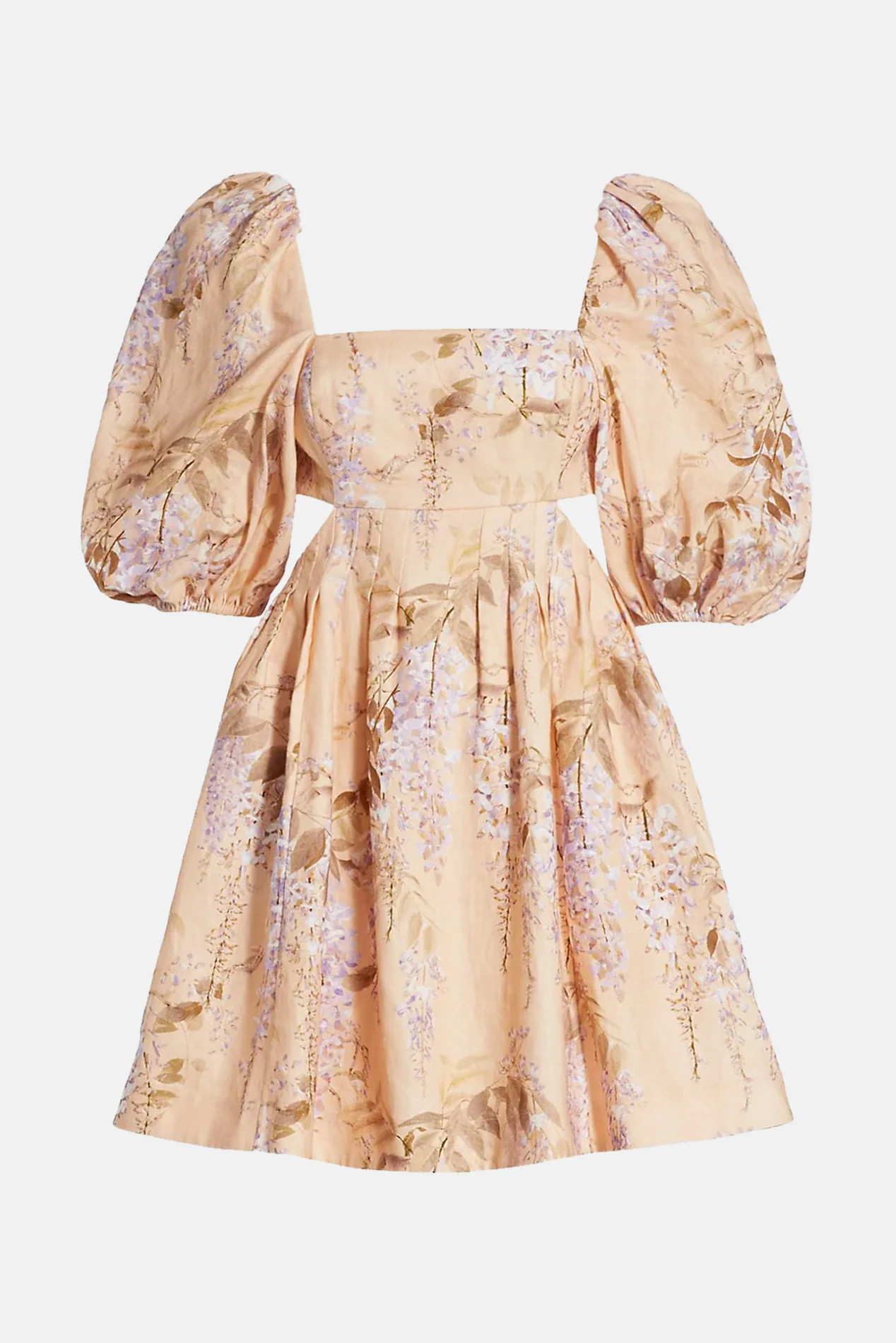 Rosa Cut Out Mini Dress Lilac Wisteria Floral | Blue & Cream