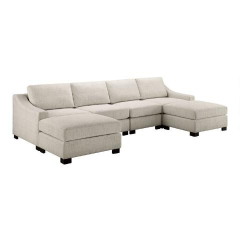 Cream Slope Arm Hayes 6 Piece Modular Sofa With Ottomans | World Market