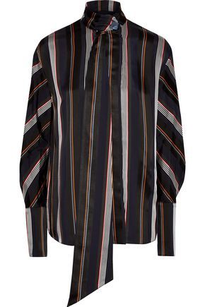 Mila pussy-bow striped satin-jacquard blouse | The Outnet (UK and Europe)
