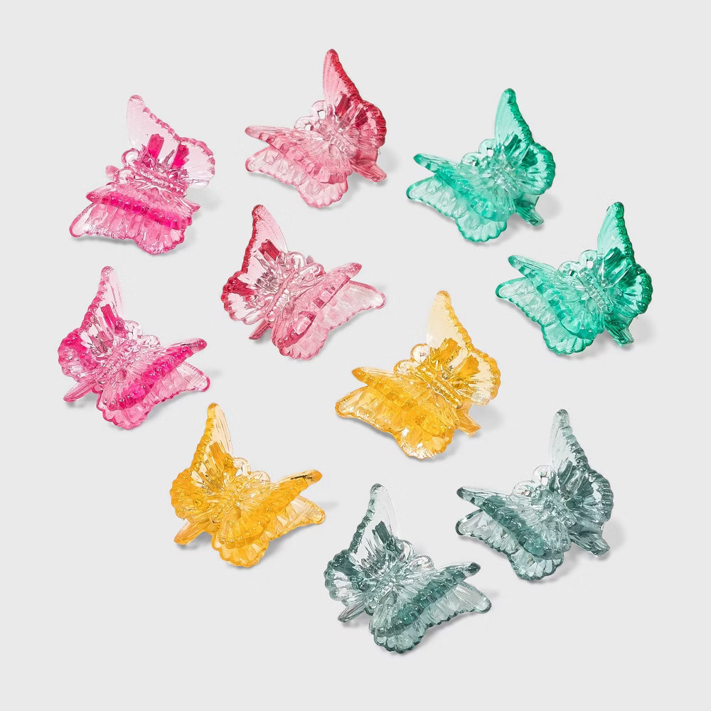 Bright Butterfly Claw Hair Clips Set 10pc - Wild Fable Multicolor Primaries | Target