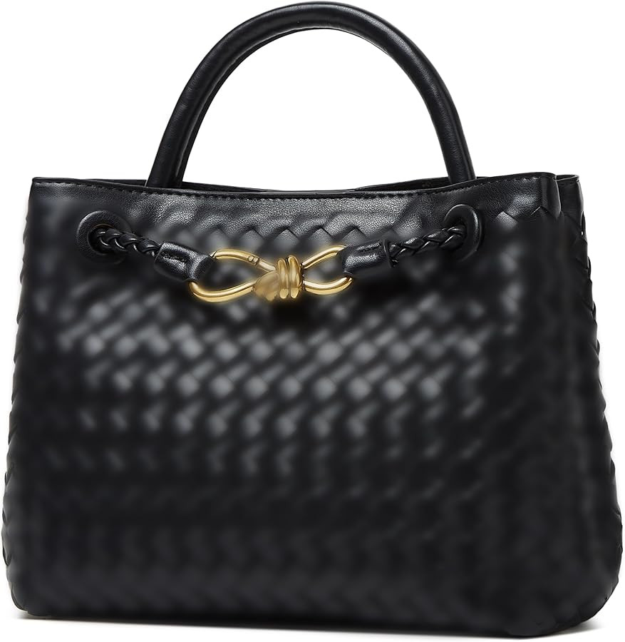 URAWOW Woven Bags for Women Bowknot Tote Hobo Shoulder Crossbody Bags PU Leather Handwoven Woven ... | Amazon (US)