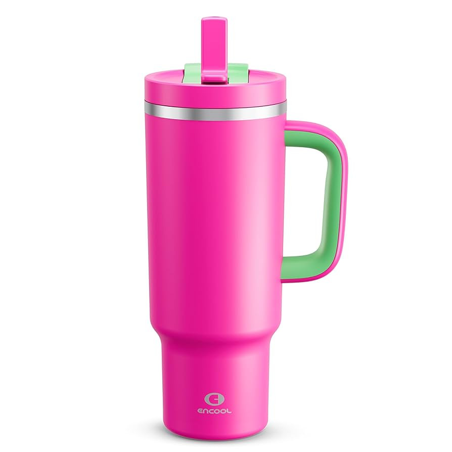 40 oz Tumbler with Handle and Straw: Stainless Steel Insulated Tumbler Keeps Cold for 24 Hours, L... | Amazon (US)