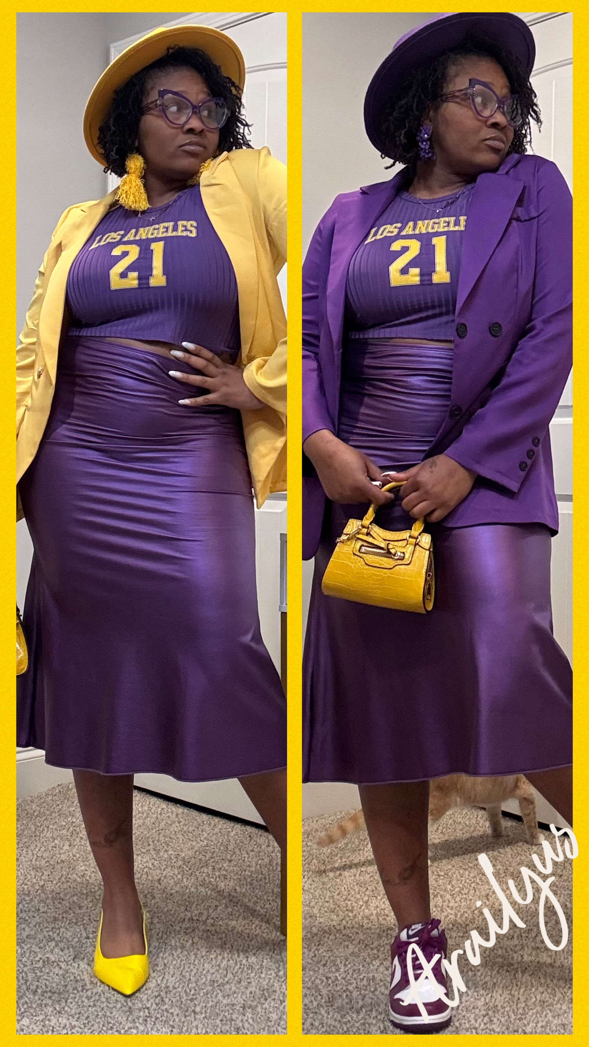 She wanna be a LA girl so bad 💜💜💛💛
Tank, Blazers & Skirt are a L

#LTKStyleTip #LTKWatchNow #LTKOver40