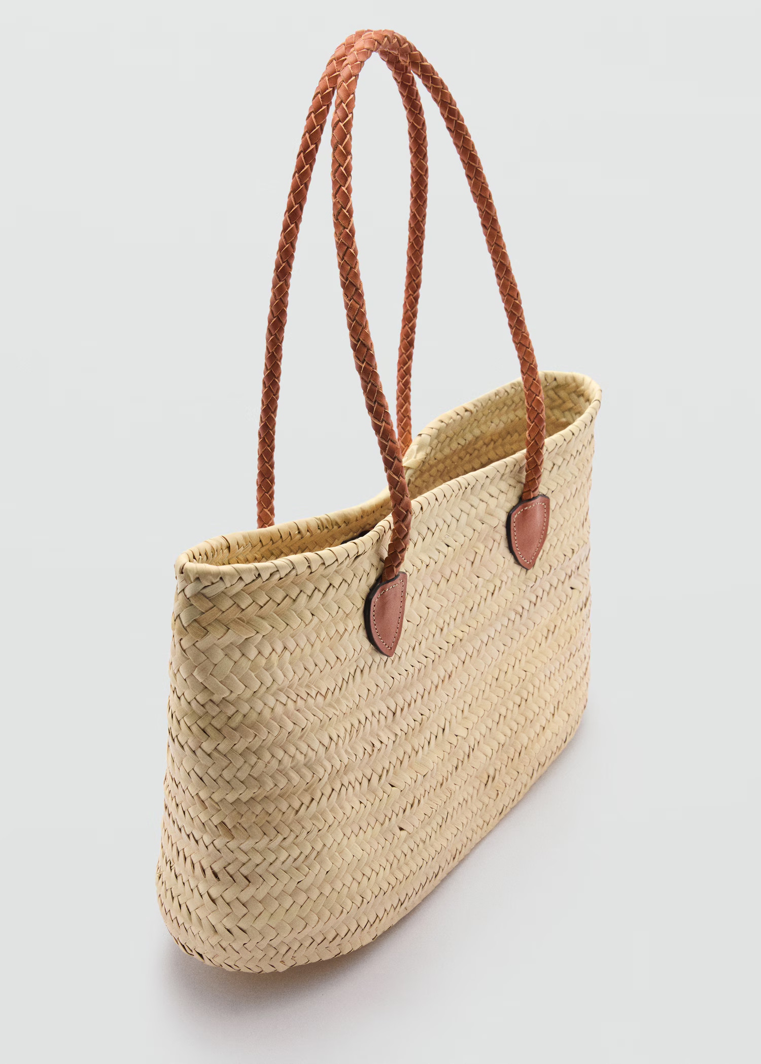 Natural fibre bag with leather handles | MANGO (UK)