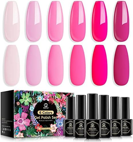 MEFA Pink Gel Nail Polish Set Valentine's Day, Light/Hot Pink Cherry Blossom Strawberry Soft/Dark... | Amazon (US)