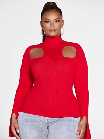 Tisha Cutout Cable Knit Sweater - Fashion To Figure | Fashion to Figure