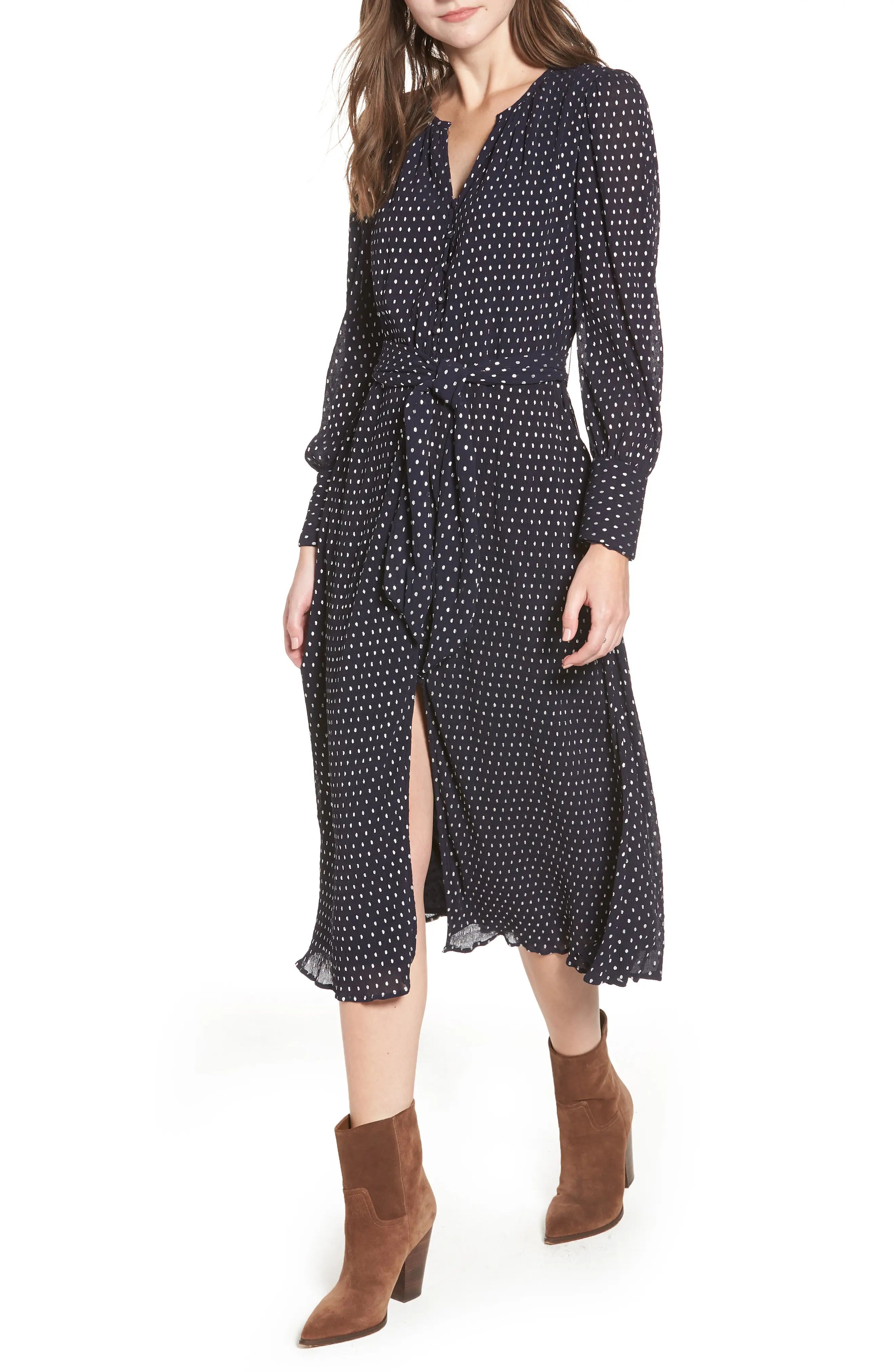 Hinge Foil Dot Midi Dress | Nordstrom