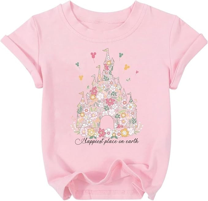 Magical Shirt for Girl Floral Graphic Tshirt Kids Cute Flower Holiday Summer Trip Tee Tops | Amazon (US)
