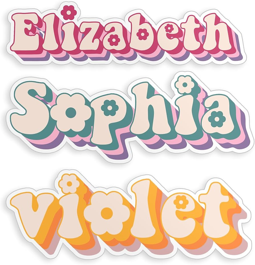 Custom Name Sticker Personalized Name Stickers Customized Name Daisy Flower Floral Lover Waterpro... | Amazon (US)