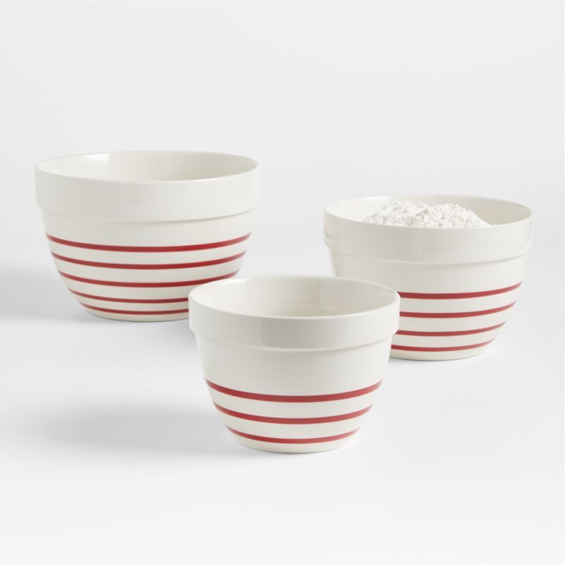 Red Stripe Ceramic Mixing Bowls, Set of 3 + Reviews | Crate & Barrel | Crate & Barrel