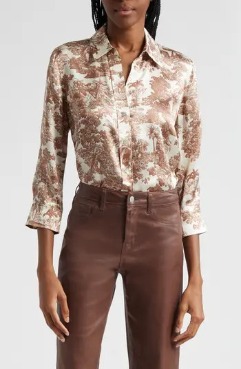 L'AGENCE Dani Toile Silk Button-Up Shirt | Nordstrom | Nordstrom