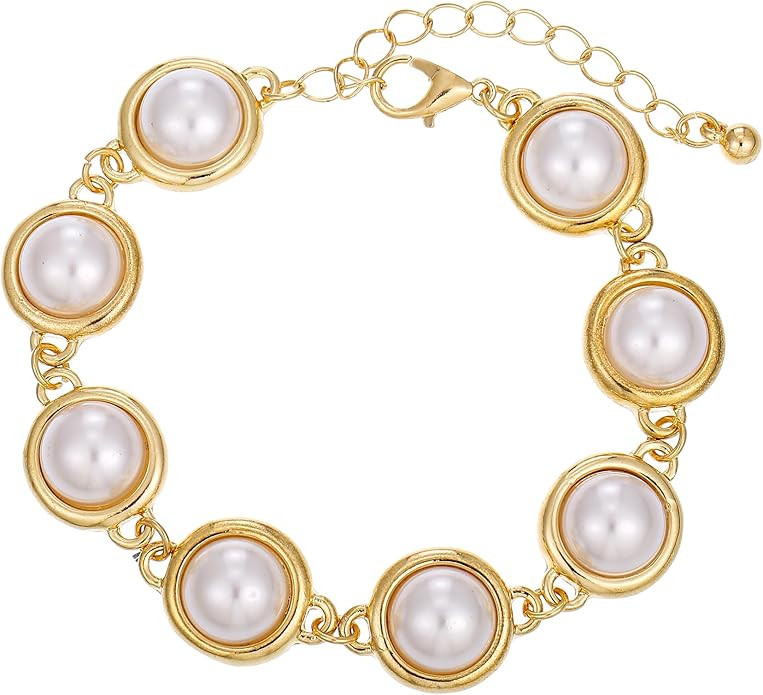 Gold Pearl Bracelets for Women Big Baroque Pearl Stack Bracelets for Wedding Festival Party Jewel... | Amazon (US)