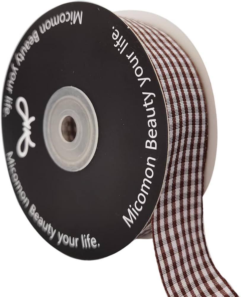 Micomon Brown Gingham Plaid Checked Ribbon 25 Yard Each Roll 100% Polyester (1", Brown) | Amazon (CA)