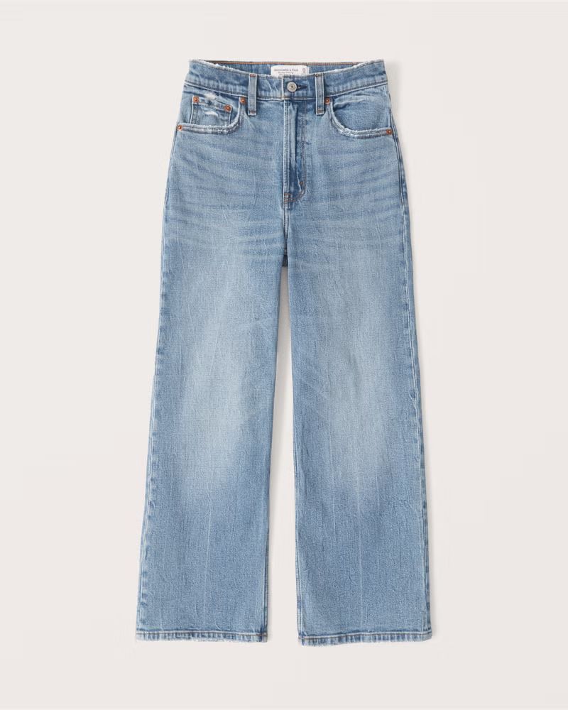 Ultra High Rise Cropped Wide Leg Jeans | Abercrombie & Fitch (UK)