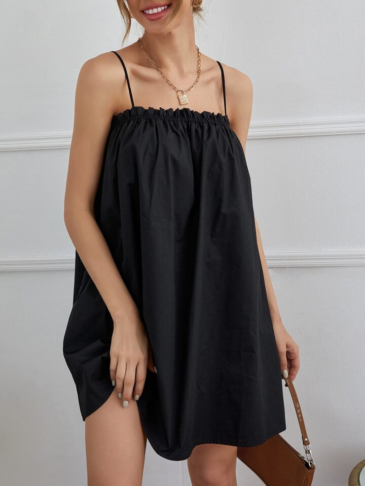 SHEIN Essnce Solid Frill Trim Cami Dress | SHEIN