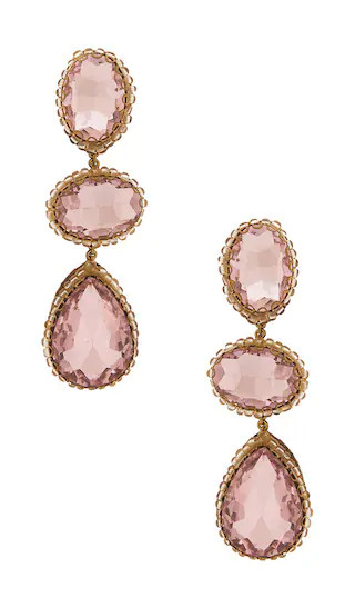 Deepa Gurnani Hadlee Earrings in Pink,Metallic Gold. | Revolve Clothing (Global)