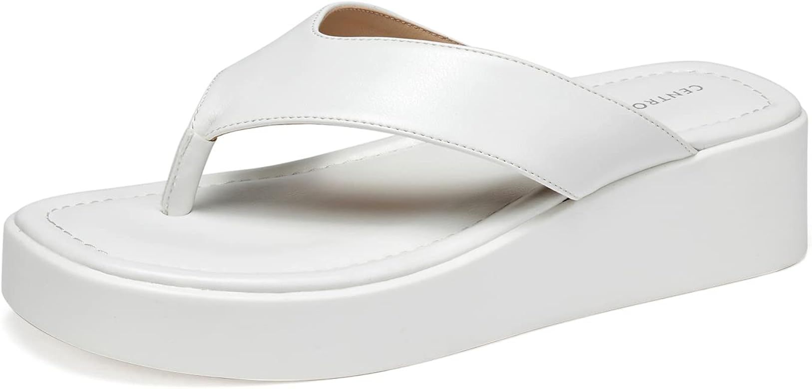 CentroPoint Women's T-strap Thong Platform Sandals Fashion Light weight Wedge Flip Flops Slip On Mem | Amazon (US)