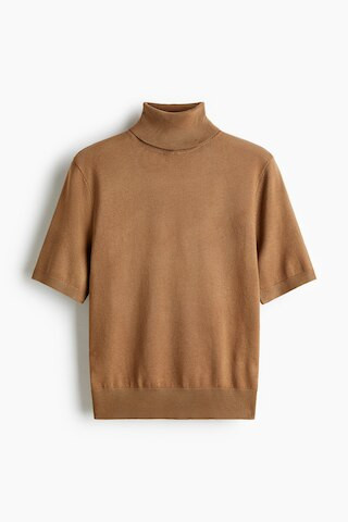 H & M - Top col roulé en maille fine - Beige | H&M (FR, IT, ES, PT, BE)