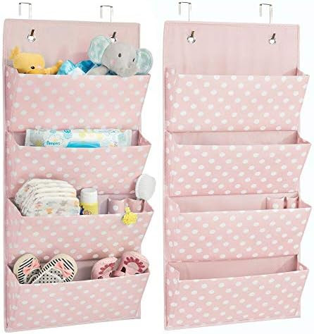 mDesign Soft Fabric Wall Mount/Over Door Vertical Hanging Storage Organizer Center - 4 Large Pock... | Amazon (US)