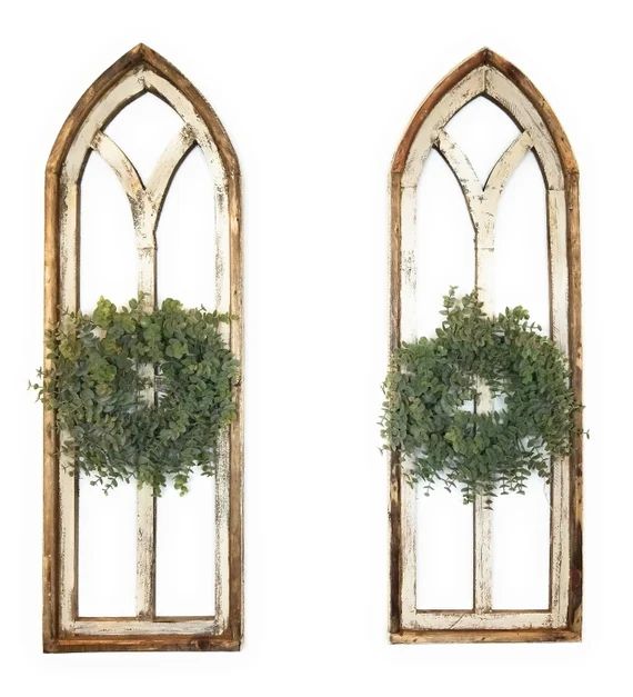 The Ivory Point Farmhouse Wooden Wall Window Arches Set of 2 -3 Sizes - Rustic Cathedral Wood Win... | Etsy (US)