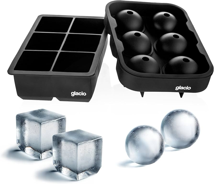 glacio Ice Cube Mold Combo - Large Silicone Ice Maker for Whiskey and Cocktails - Perfect for Cra... | Amazon (US)