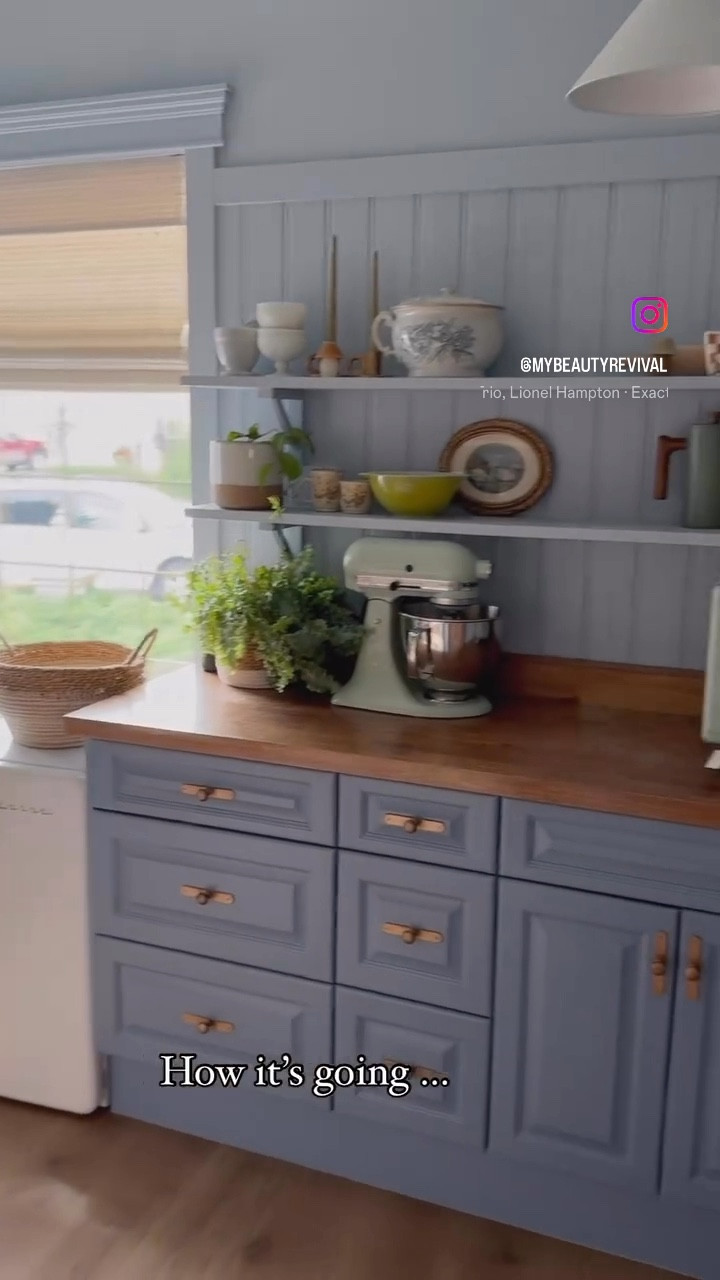 Blue butlers pantry, wainscoting paneling pine country door 

#LTKHome #LTKSaleAlert #LTKVideo