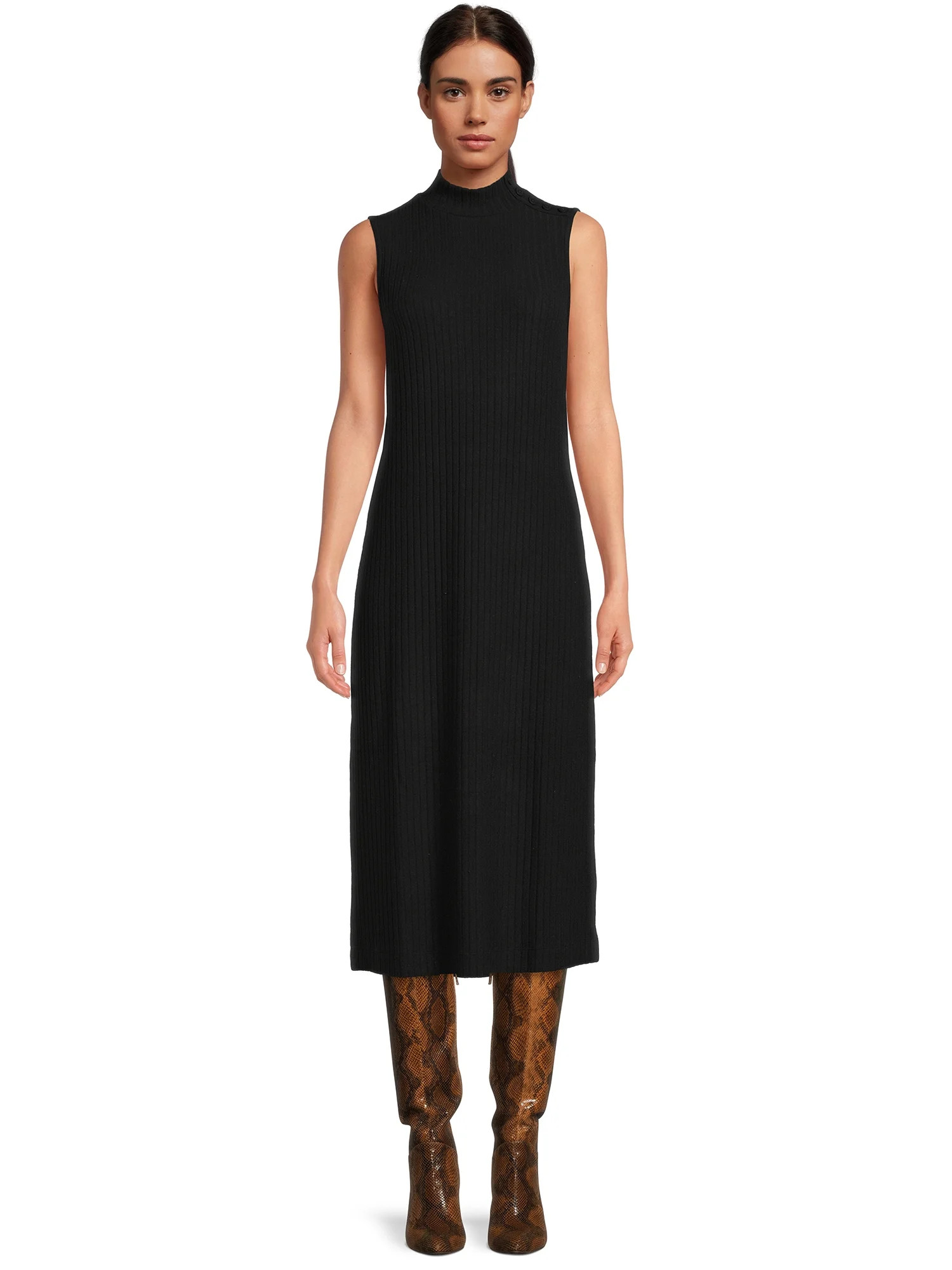 Time and Tru Women's Sleeveless Rib Knit Dress | Walmart (US)
