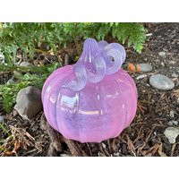 Translucent Pink Glass Pumpkin, 4"" Hand Blown Squash Lavender Purple Stem Pastel Gourd Sculpture Thanksgiving Autumn Decor Avalon Glassworks | Etsy (US)