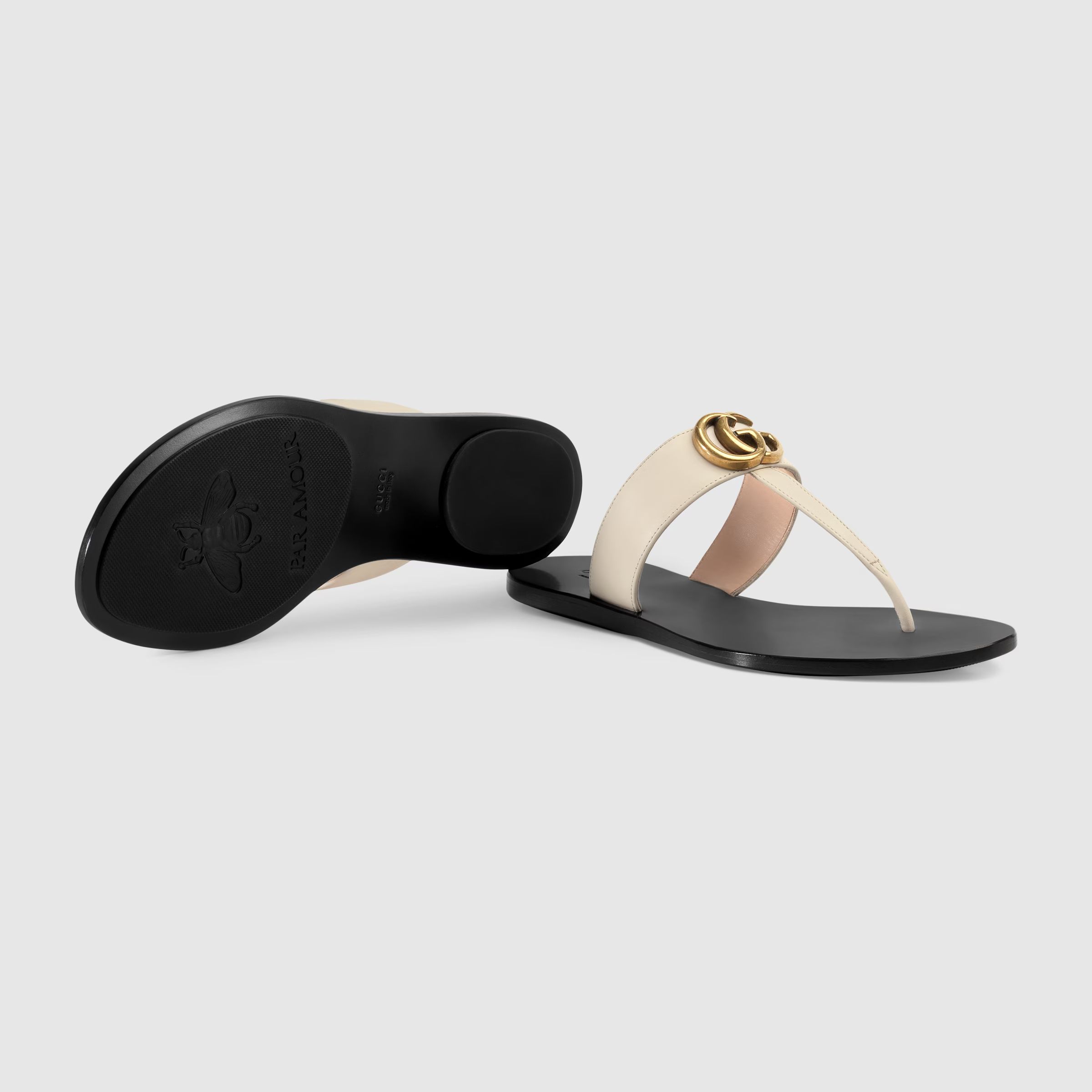 Leather thong sandal with Double G | Gucci (AU)