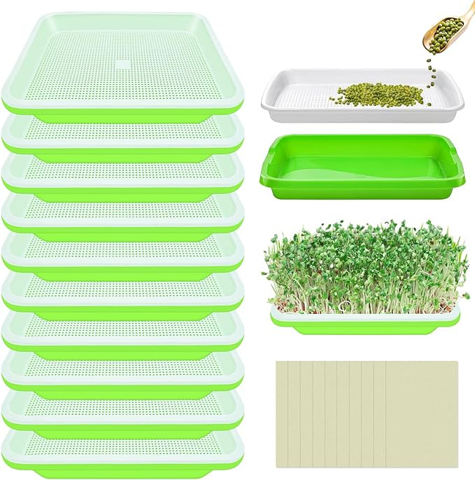 Legigo 10 Pack Green Seed Sprouter Trays- Soil-Free Cultivation Germination Tray, BPA Free Nurser... | Amazon (US)