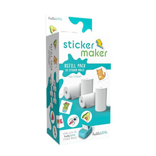 Hello Blink Sticker Maker Refill Pack – 10 Rolls: 5 Round, 5 Square – Makes 400 Custom Stickers – Compatible with Hello Blink Printer (Sold Separately) – Fun for Kids Aged 8+, DIY Craft Projects | Amazon (US)