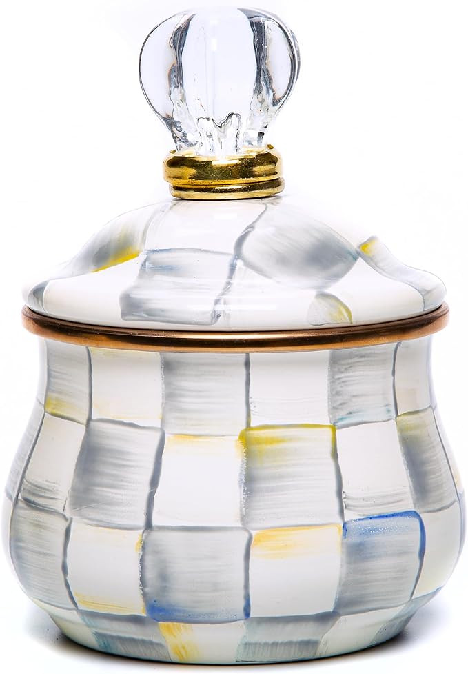 MACKENZIE-CHILDS Enamel Lidded Sugar Bowl, Small Serving Bowl with Lid, 10-Ounce Capacity, Gray-a... | Amazon (US)