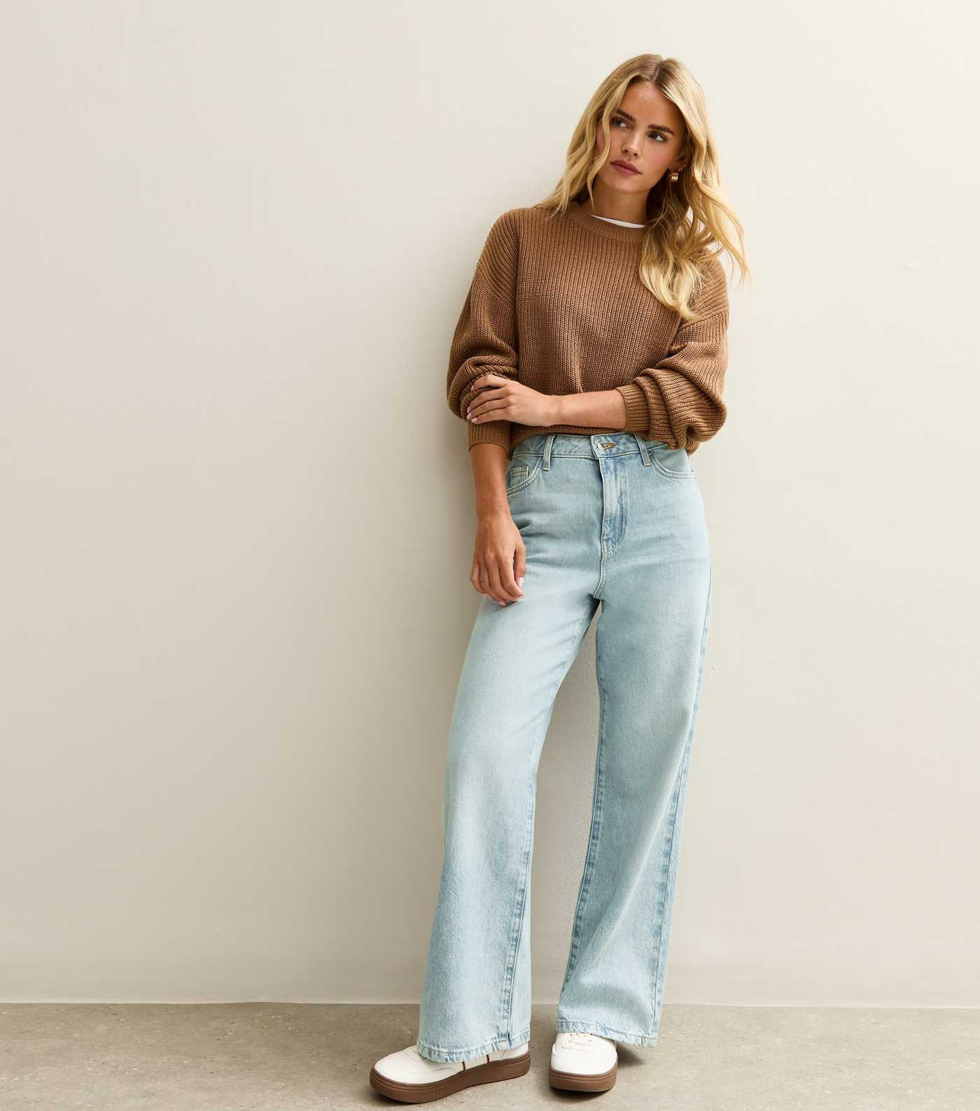 Petite Light Blue Adalae High Waist Wide Leg Jeans | New Look | New Look (UK)