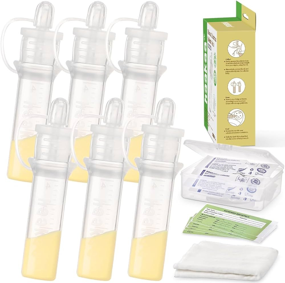 haakaa Colostrum Collector Kit Breast Milk Collector with Cotton Cloth Wipe and Storage Case, Rea... | Amazon (US)